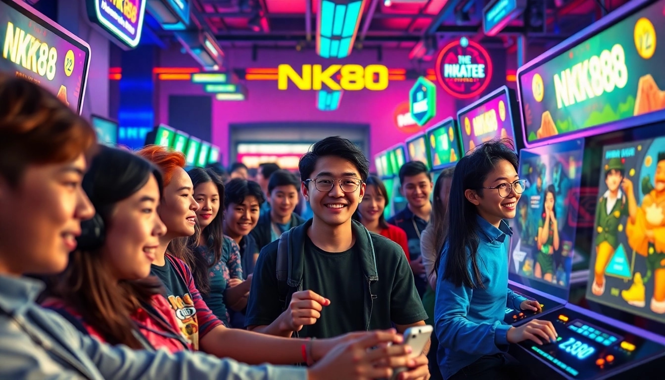 NK88 gaming hub showcasing vibrant interfaces and enthusiastic players.