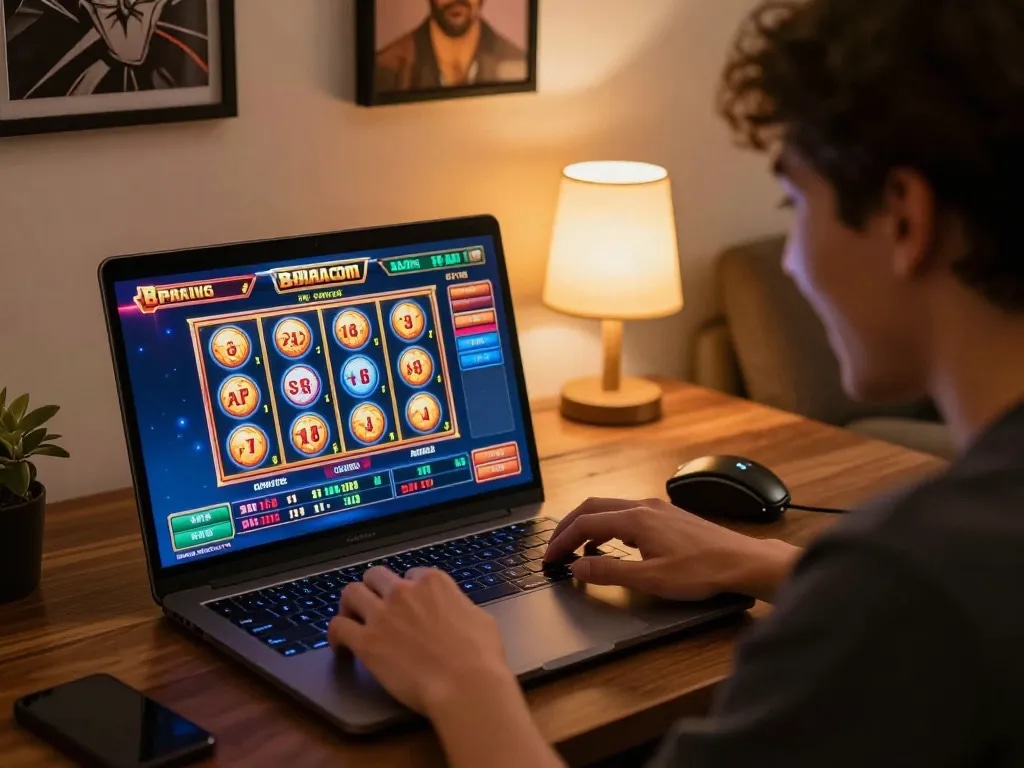 Player immersed in 88aa com online casino gaming, showcasing vibrant interfaces and thrilling gameplay