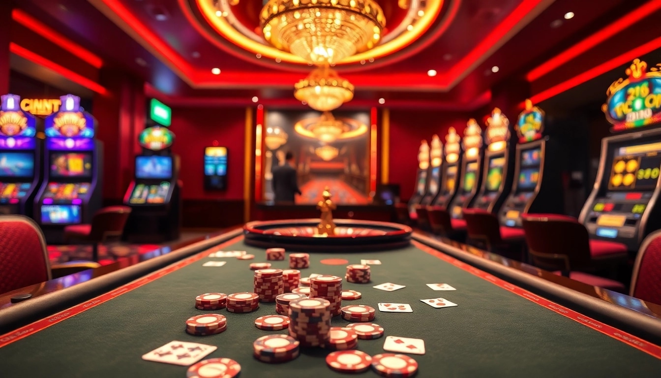 Players enjoying a thrilling game at CM88 casino, surrounded by lively lights and action.