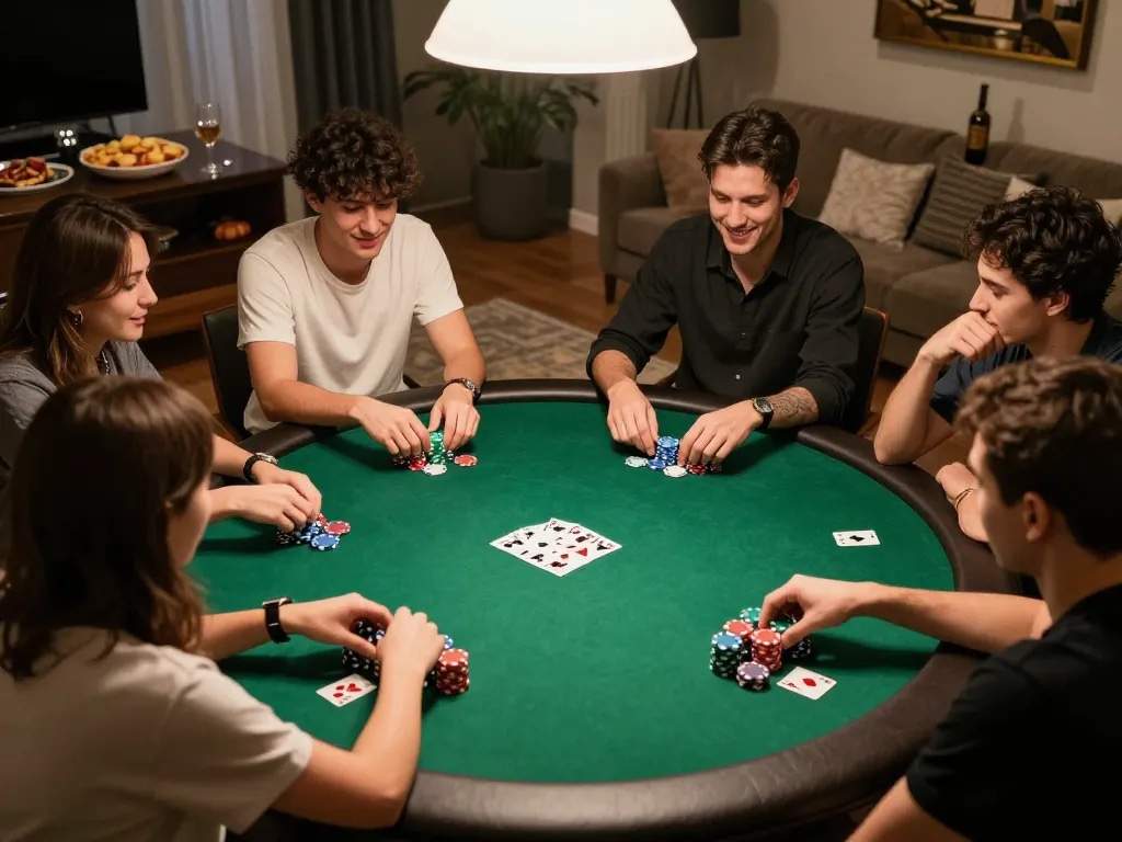 68win players strategizing in a lively poker game setting, showcasing camaraderie and responsible gambling.