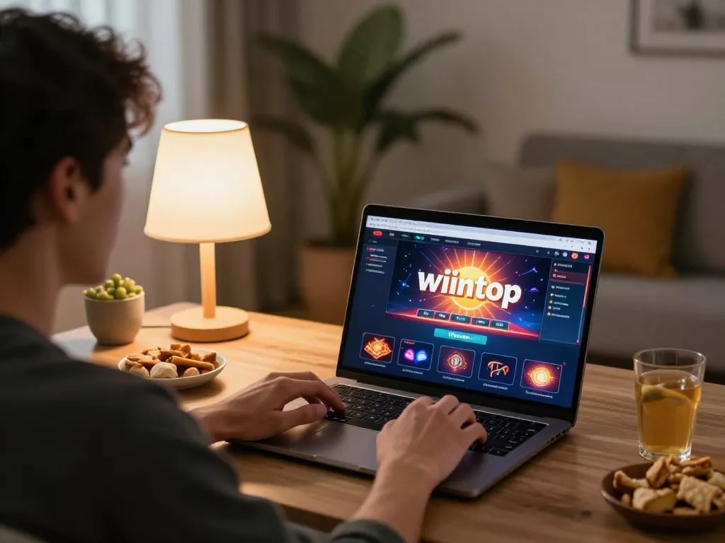 Play online games at sunwintop with an engaging laptop interface, cozy home setup.