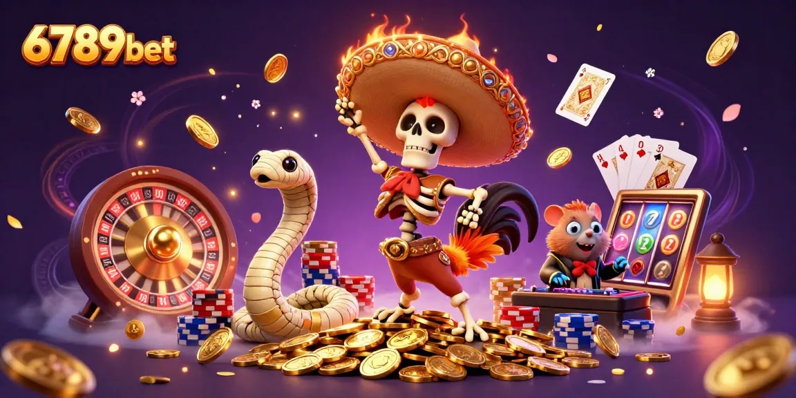 Experience the thrill of gaming at 6789bet, featuring a lively 3D casino scene with vibrant characters and exciting elements.