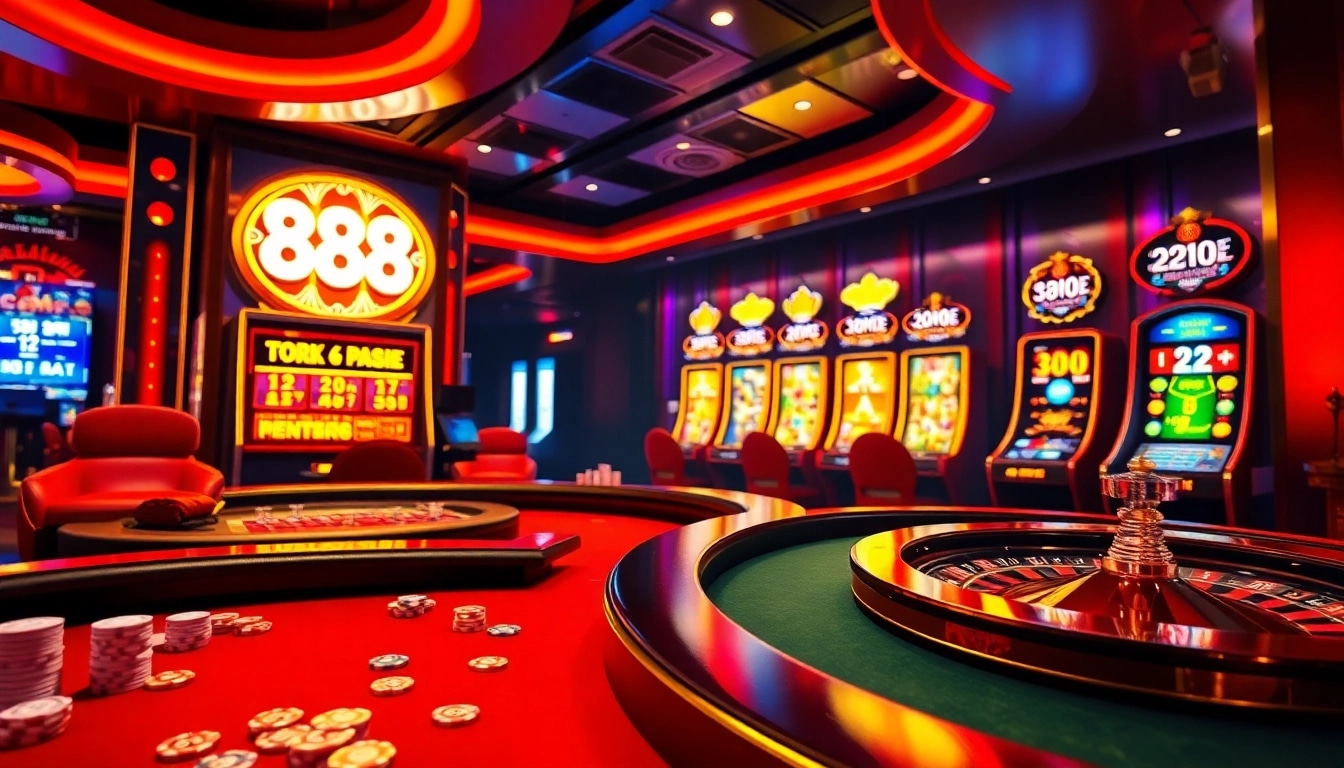 Experience thrilling gameplay with Go 88 at an exciting casino table filled with colorful chips and cards.