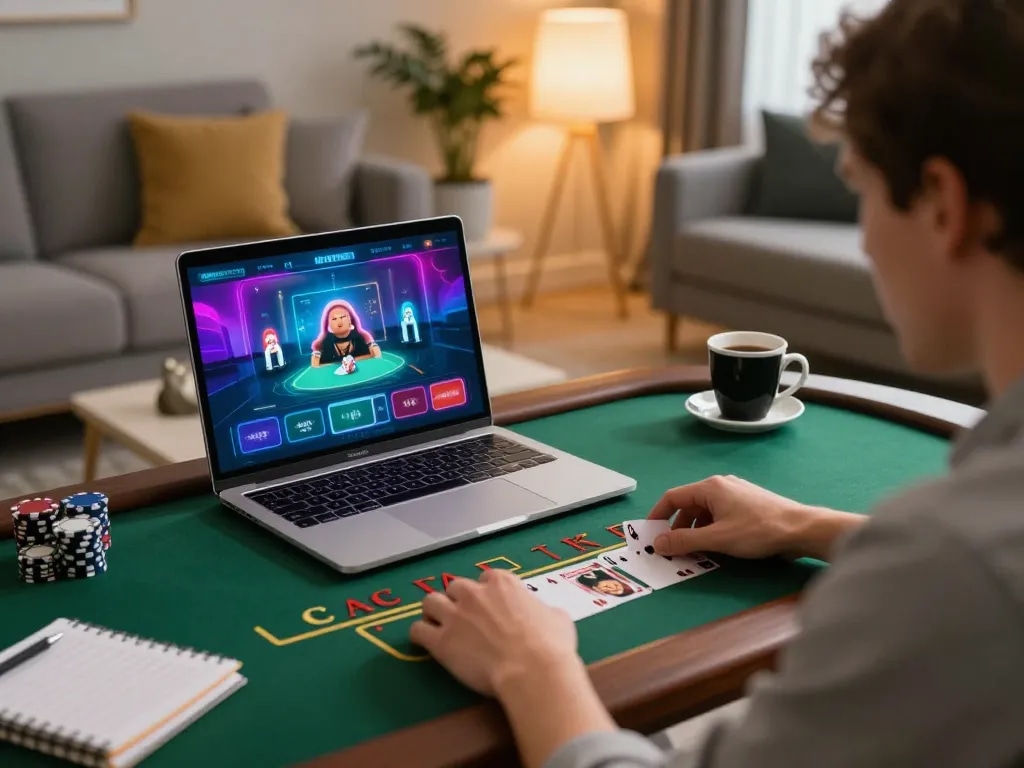 Player enjoying live dealer games on O8 Social, showcasing engaging casino atmosphere while betting from home