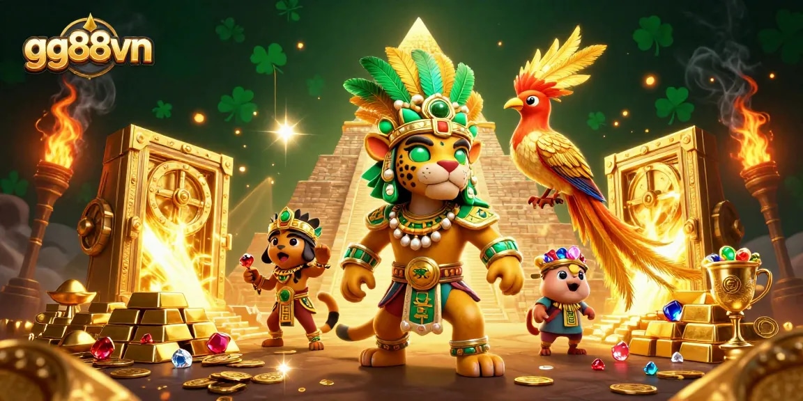 Win big at gg88vn with vibrant 3D casino illustration showcasing golden treasures and dynamic gameplay