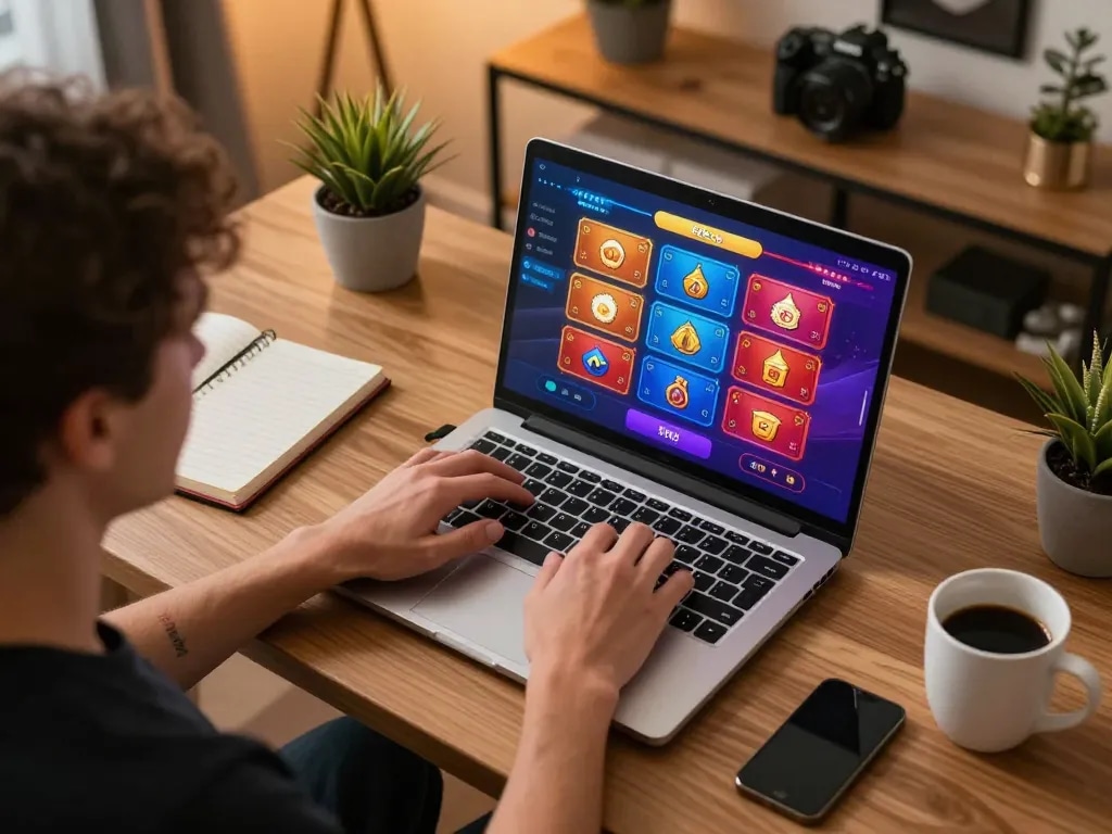Engaging in online betting on 888top with immersive gaming setup and strategic preparation.