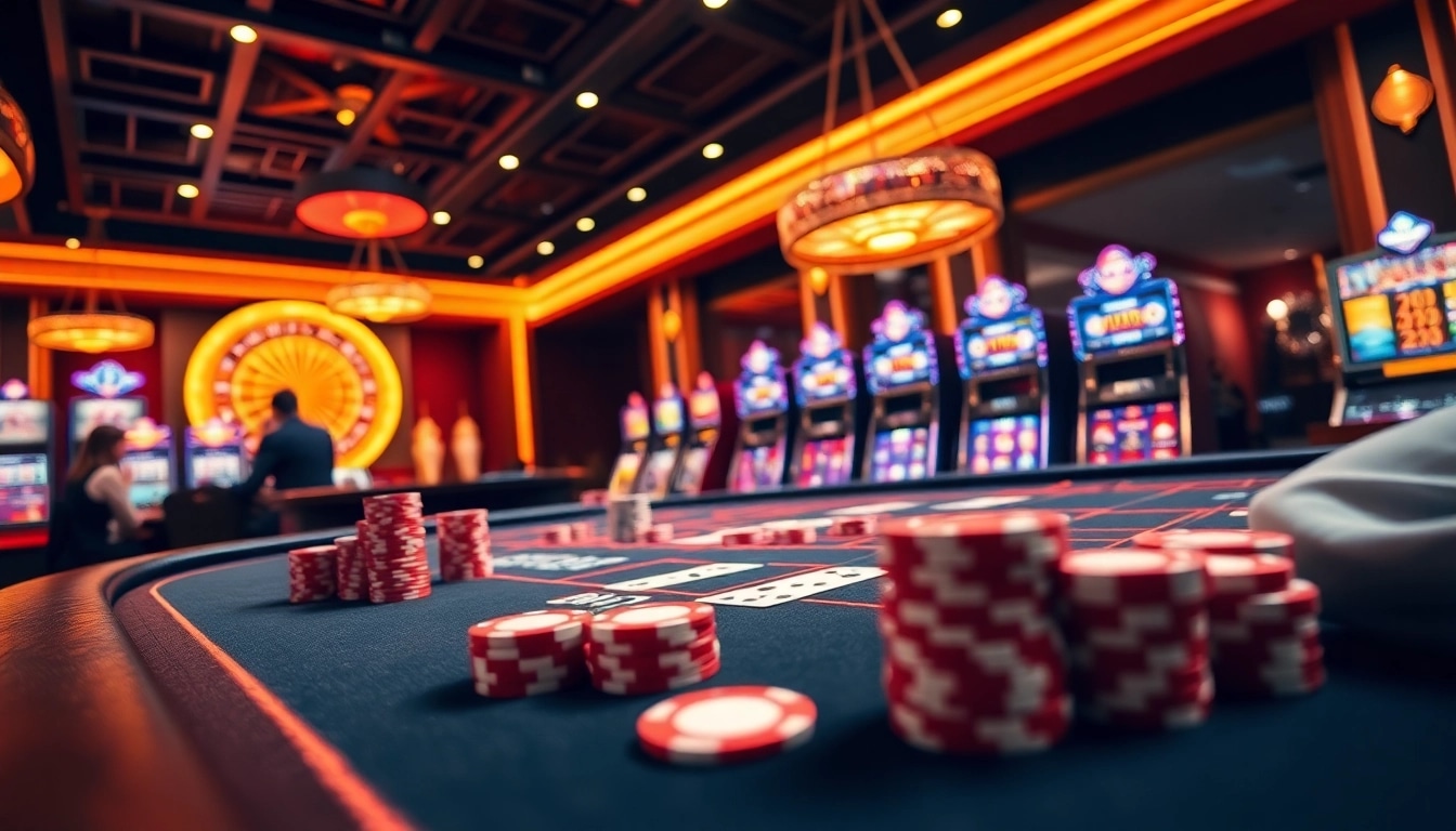 F168 poker table scene showcasing high stakes and vibrant casino excitement.