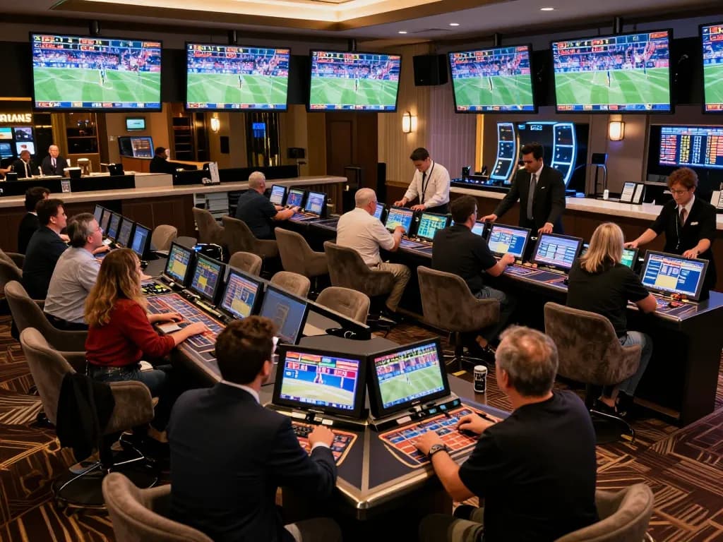Experience thrilling sports betting at 88okwin's upscale casino with dynamic screens and social excitement.