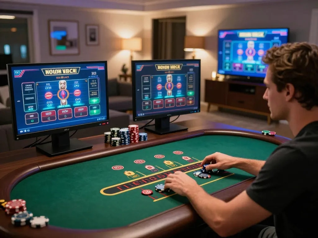 King88 player engaging in live dealer blackjack, showcasing an immersive online gaming experience with excitement.