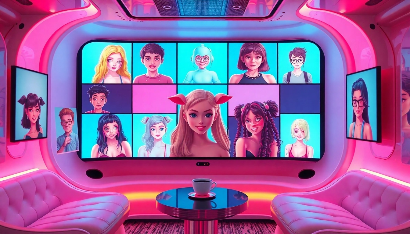 Engaging NSFW character AI chat room showcasing avatars and playful interactions with ai nsfw themes.