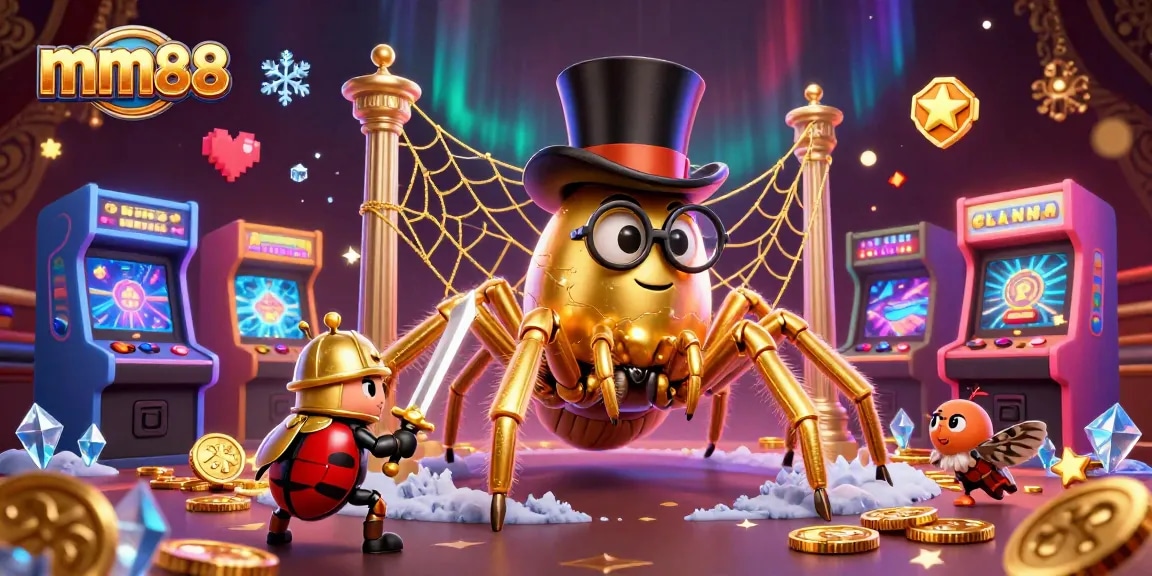 Engage with mm88's thrilling casino adventure featuring a golden tarantula and knight.