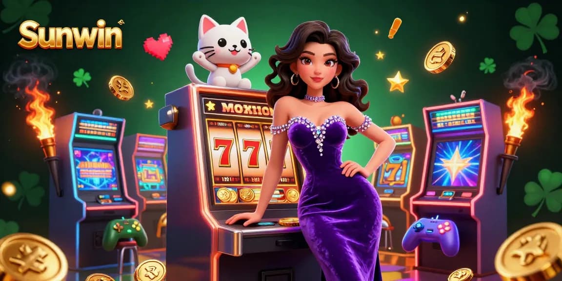 Engage in thrilling gaming at Sunwin with a glamorous casino scene featuring jackpot excitement.