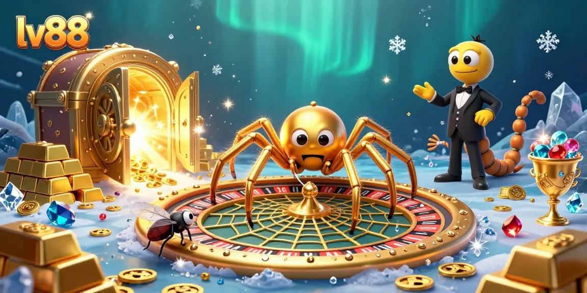 Spin the wheel and earn big with lv88's unique gaming experience featuring a golden spider and treasures.