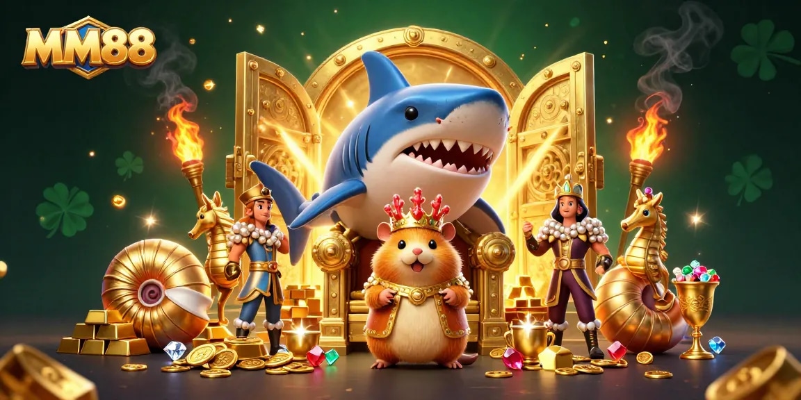 Experience thrilling action with MM88's golden hamster king reigning over treasure.