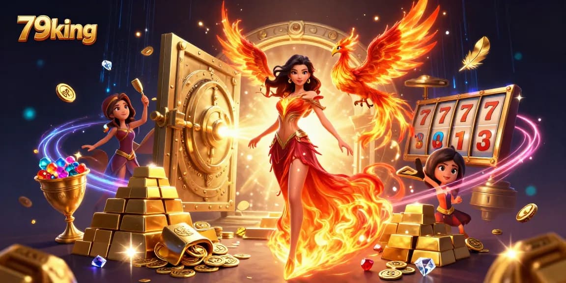 Experience the thrilling excitement at 79king with a vibrant illustration featuring captivating casino elements and dynamic game action.