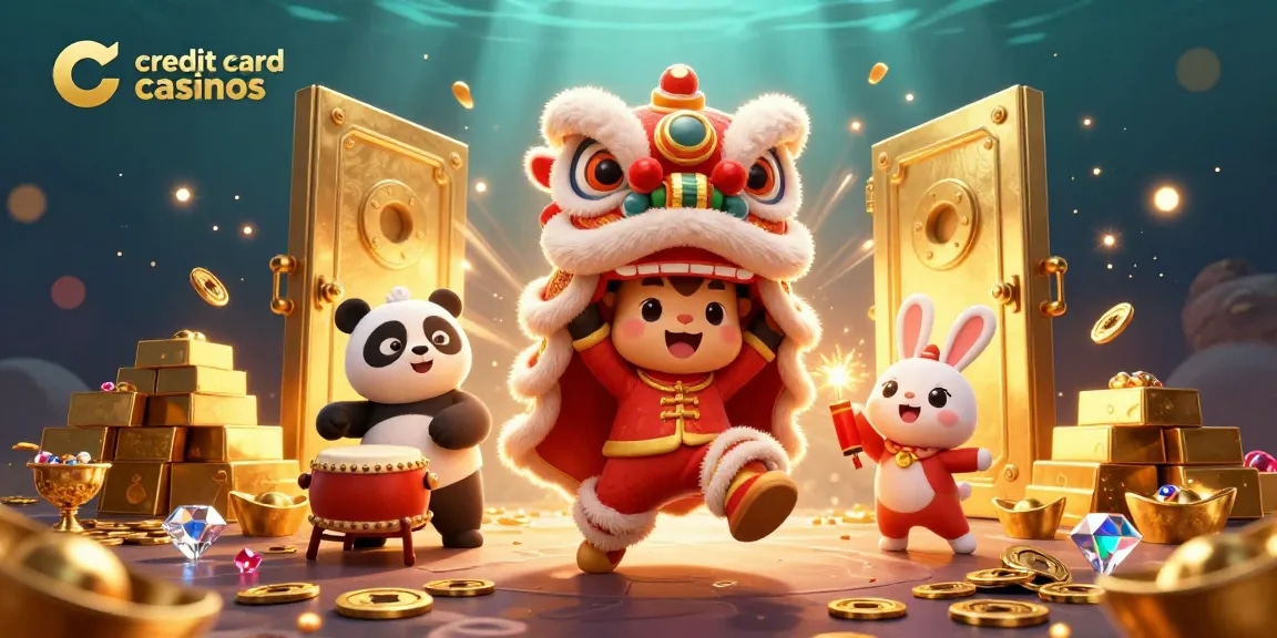 Experience the excitement of credit card casinos with vibrant characters and dazzling gold!