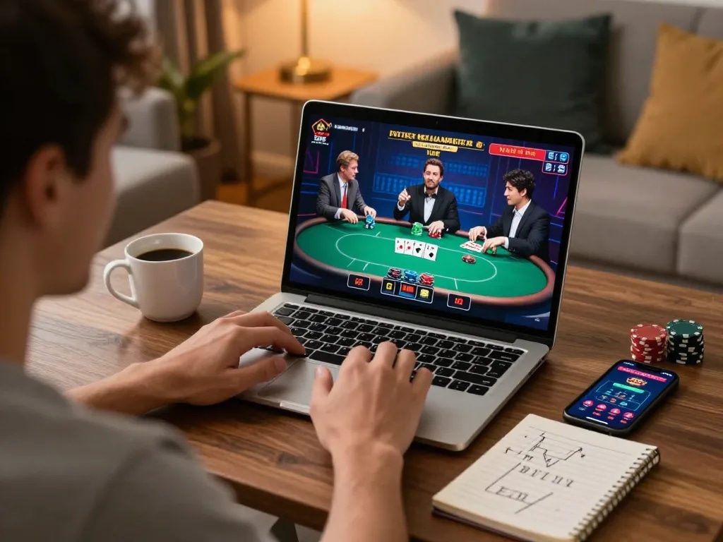 Experience thrilling gameplay at bayvip with a player strategizing during an online poker session.