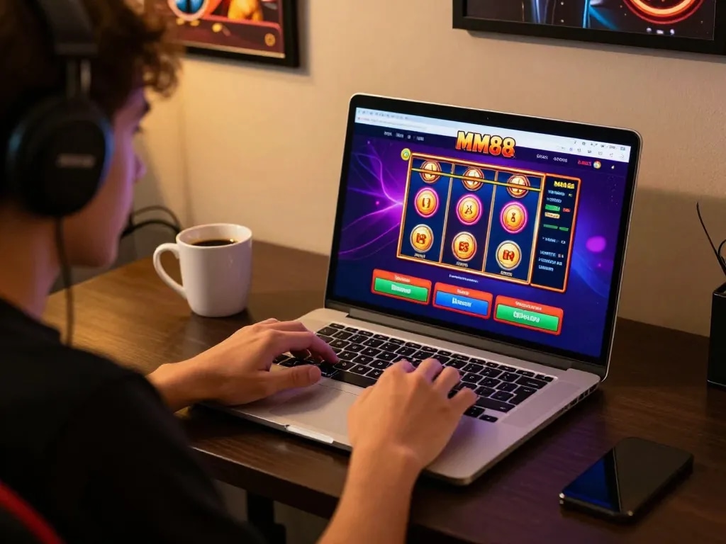 Engaging online gaming moment featuring MM88 interface with vibrant slots.