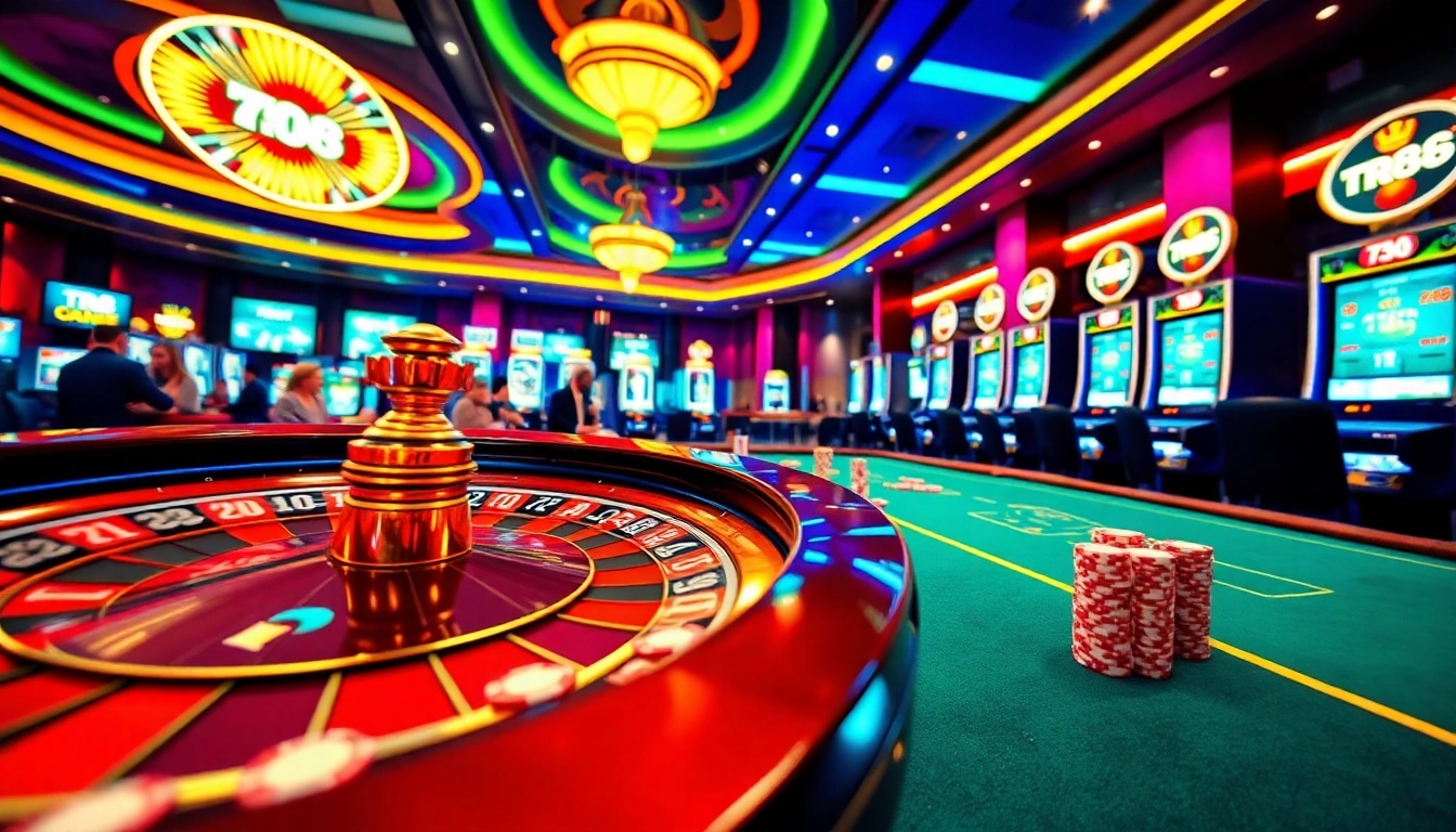 Engaging players at the TR88 Game casino showcasing vibrant gaming tables and slot machines.