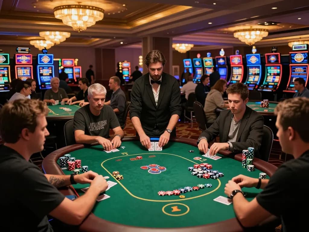 Engaging poker scenes at https://fabet11.sa.com/ capturing players in dynamic action around green felt tables