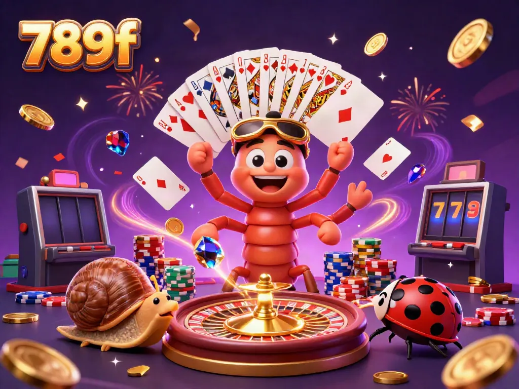Experience the vibrant energy of 789f with a playful dealer and high-roller in a dynamic casino scene.