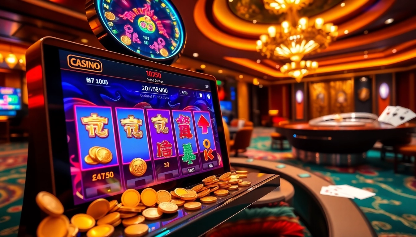 Experience nổ hũ with vibrant slot machines and thrilling casino visuals.