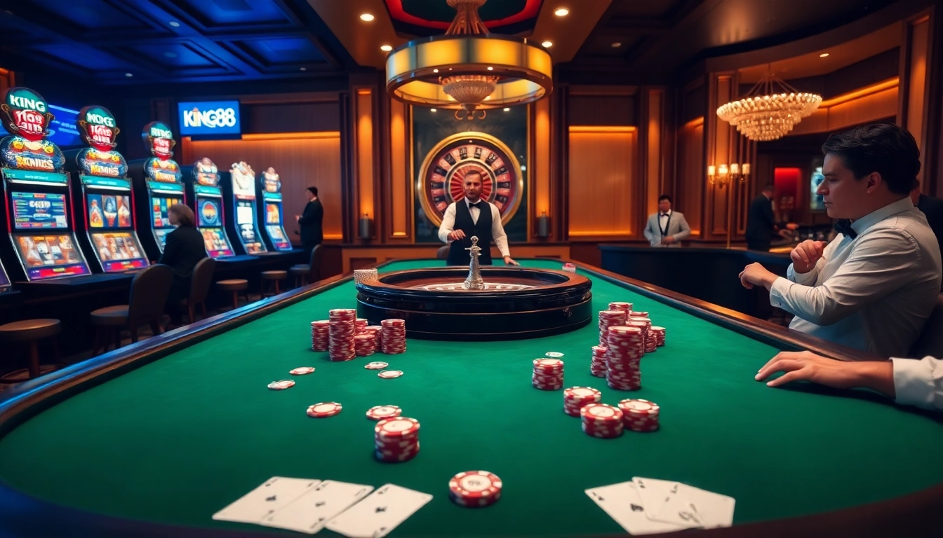 Experience high-stakes play at king 88's luxurious casino table.