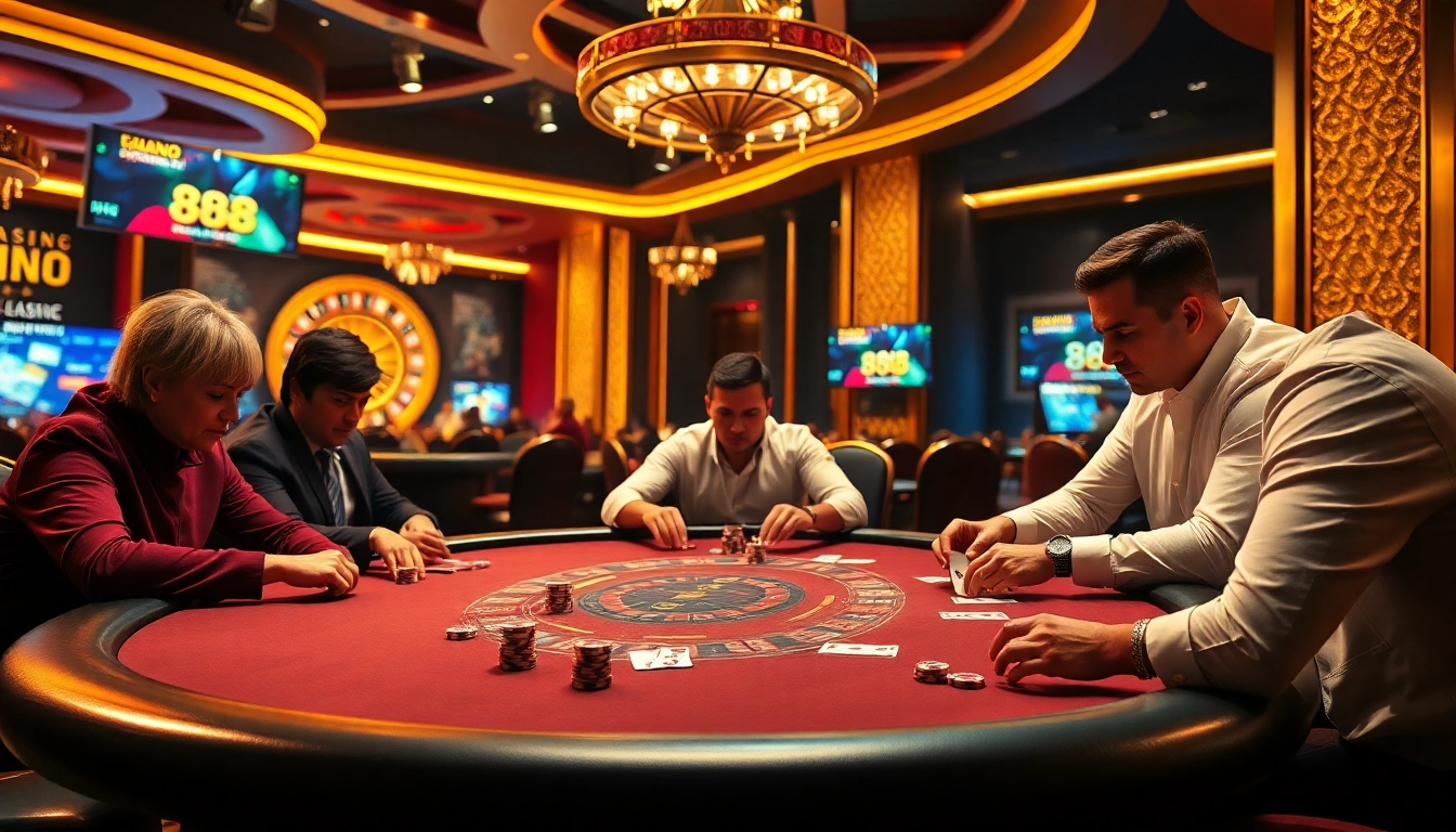 Experience excitement at 88VV as players strategize with poker chips and cards.