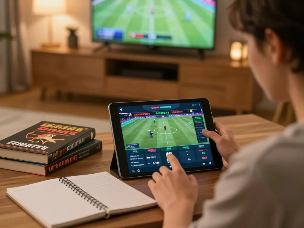 Tỷ lệ kèo nhà cái hôm nay displayed on a tablet during an active online sports betting session.