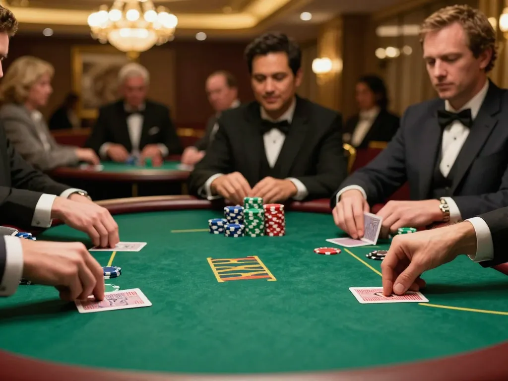 Players are strategizing during a thrilling poker game at 577F, showcasing engagement and excitement.