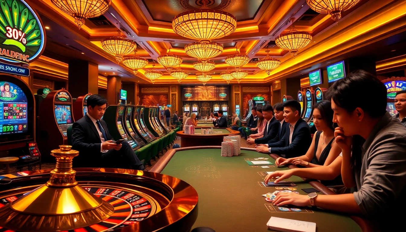 Experience thrilling casino action at 98win.com with vibrant slot machines and engaging poker tables.
