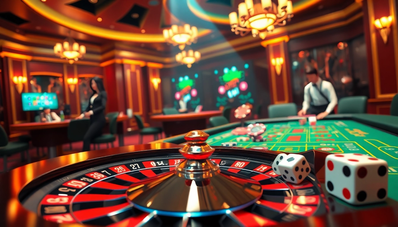 Experience the excitement of phim hoạt hình 3d in a vibrant casino scene with roulette and poker.