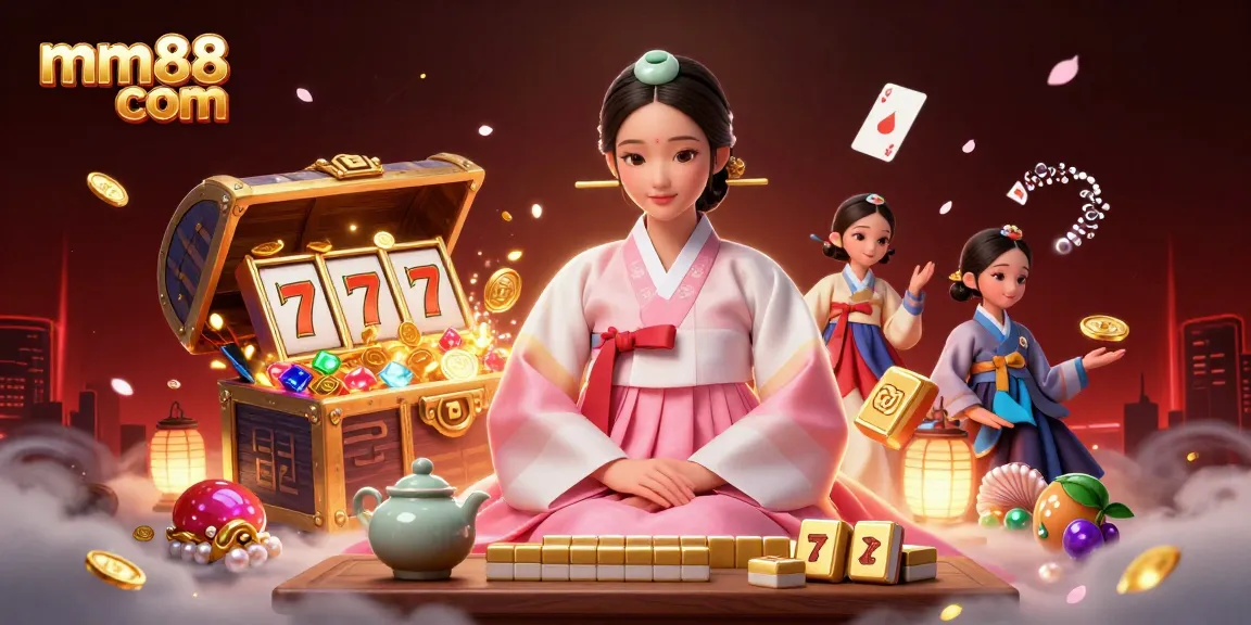 Spin lucky slots and win big at mm88 com with a vibrant 3D casino illustration showing exquisite gaming elements.