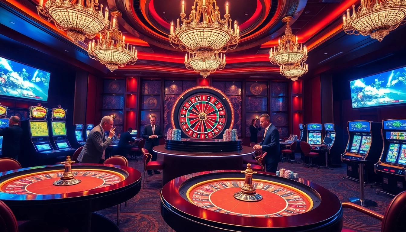 Experience the thrilling atmosphere of MMOO’s casino with vibrant slot machines and poker action.