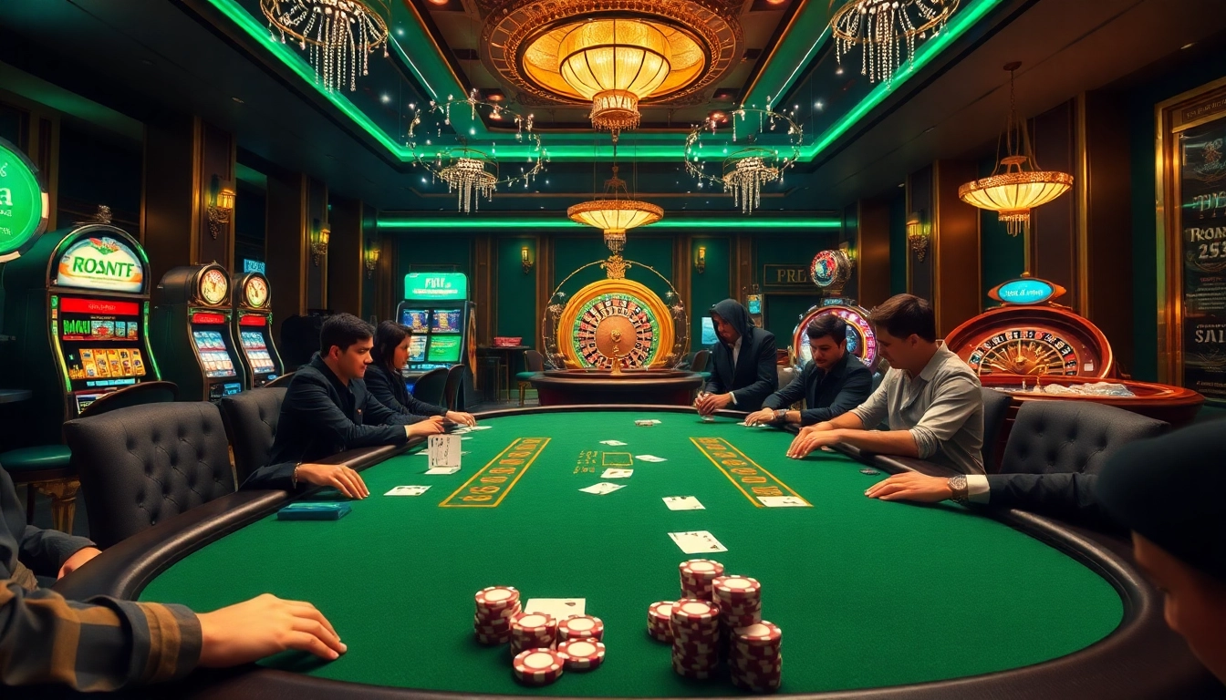 Exciting poker game at a luxurious casino table showcasing the 789win link atmosphere.
