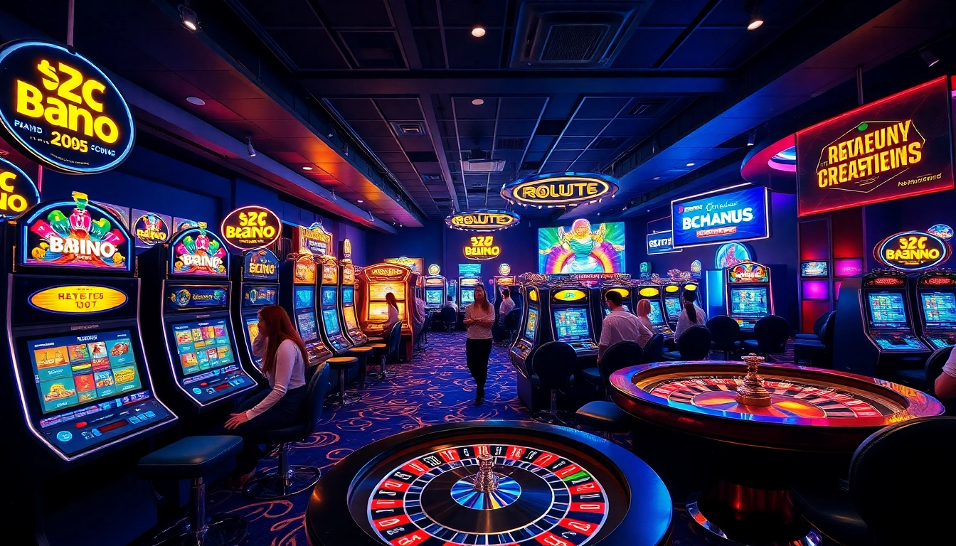 Dynamic online casino gaming setup at https://98winmb.com/ showcasing vibrant slot machines and engaging roulette.