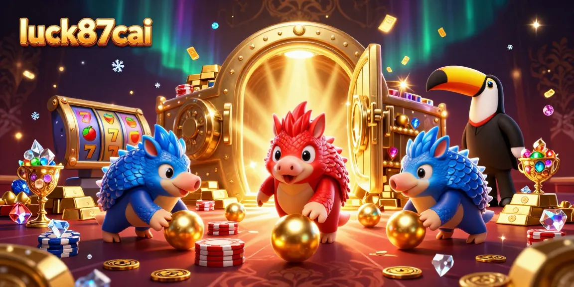 Experience excitement at luck87cai with rival pangolins bowling through poker chips in a vibrant casino scene.