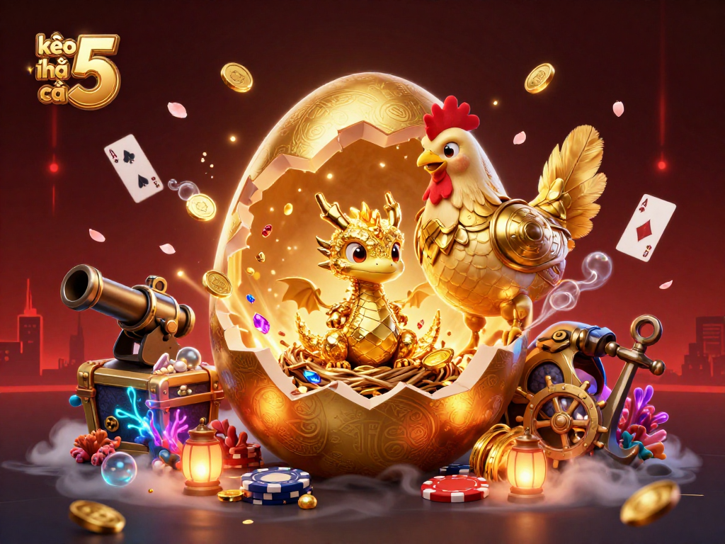 Win big with exciting kèo nhà cái 5 as the golden dragon reveals treasures surrounded by casino elements.