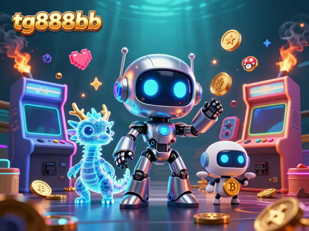 Playing exciting games at tg888bb casino with a vibrant 3D digital illustration.