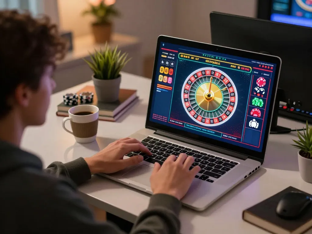 Person enjoying online gaming with 88aa on laptop in cozy home setup
