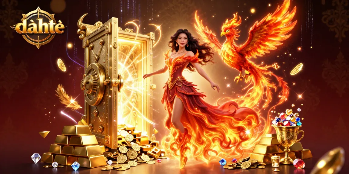 Win big with đánh đề in a vibrant 3D illustration featuring a fiery character and treasures.