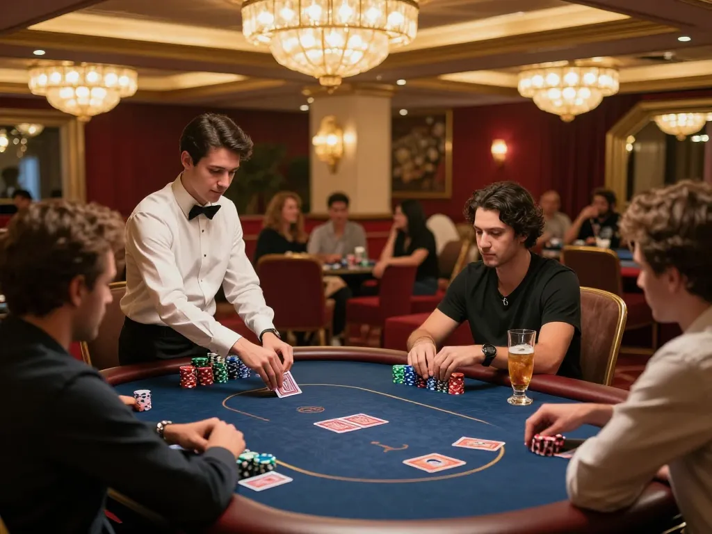 Intense poker gameplay in VIP room, showcasing nhacaiuytinn strategy and luxury atmosphere