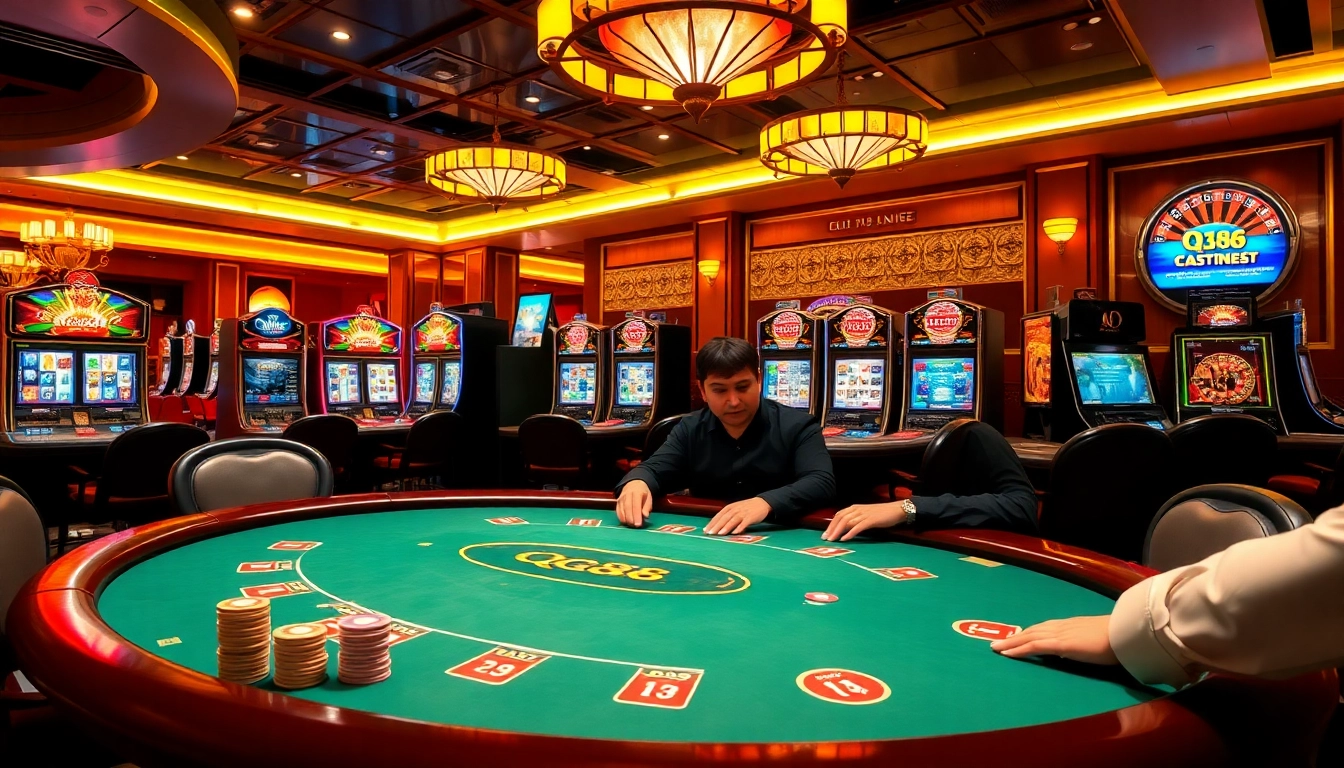 Experience the excitement of QQ88 with engaging poker games and vibrant casino atmosphere.