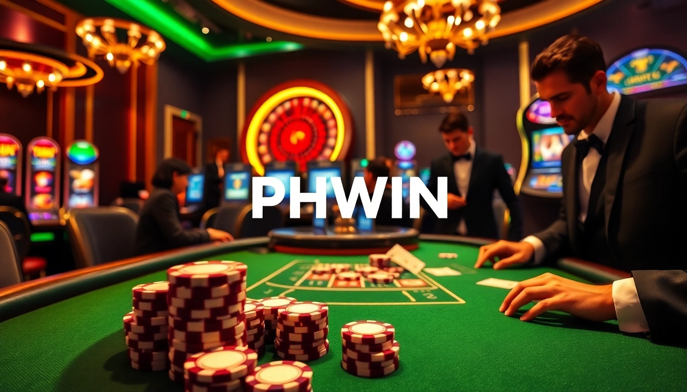 PHWIN players engaging at a luxurious poker table, embodying excitement in online gaming.