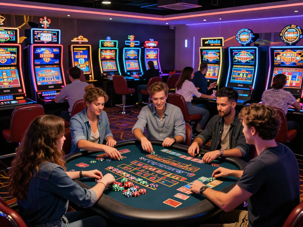 Exciting c168 online gambling scene with friends celebrating a win at a roulette table.