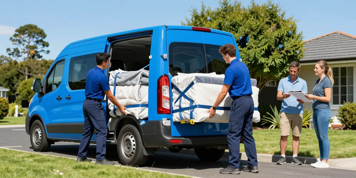 Reliable moving companies Tauranga team loading van with furniture, showcasing a stress-free relocation process.