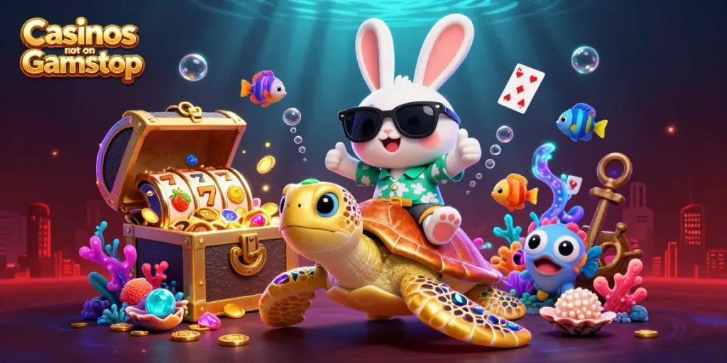 Engage in thrilling gaming at Casinos not on Gamstop with vibrant characters and dynamic casino elements.