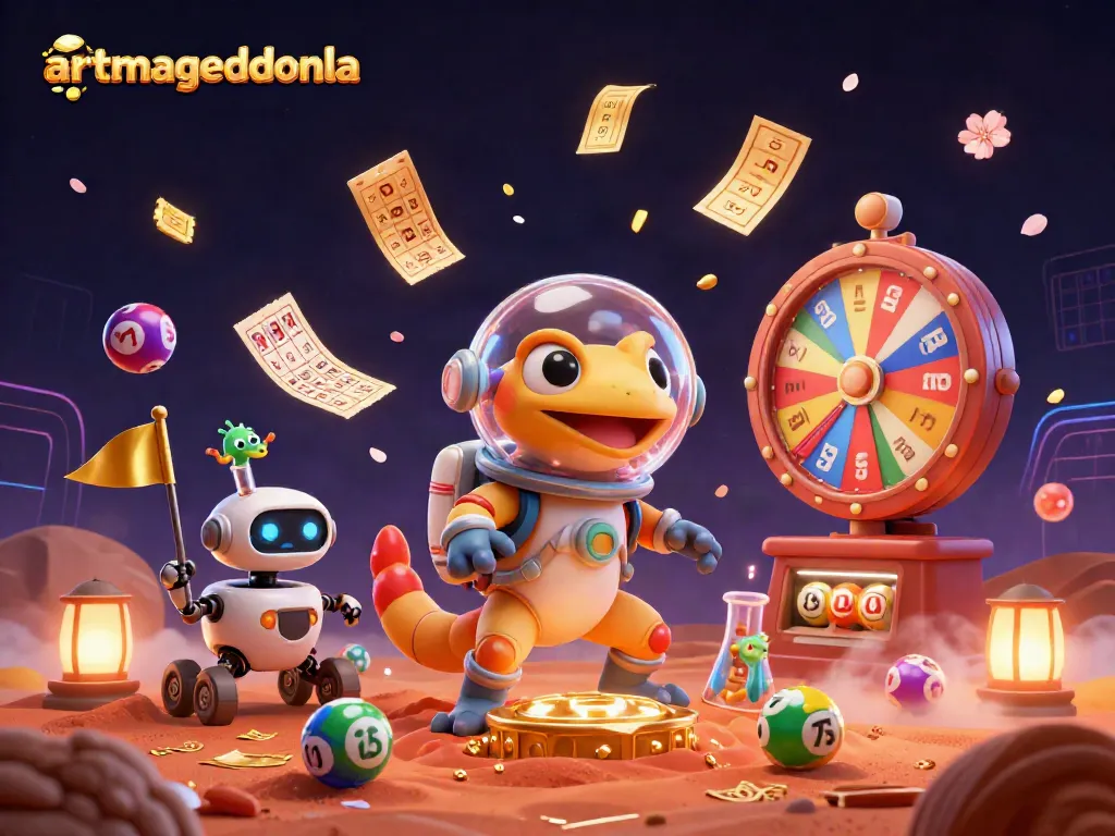 Engage with artmageddonla's thrilling Martian casino adventure featuring vibrant lottery elements.