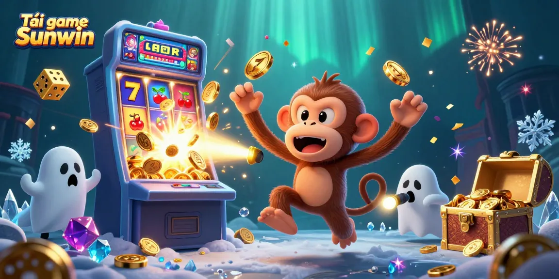 Experience the thrill as you tải game Sunwin with a vibrant 3D casino scene featuring playful characters.