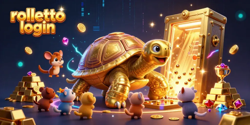 Experience thrilling rolletto login excitement with the golden tortoise arcade scene.